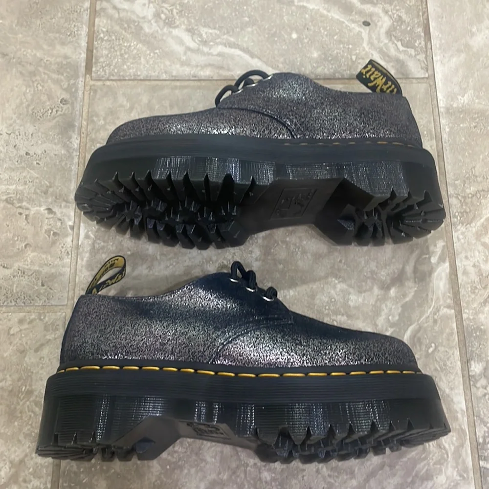 Dr Martens Women's  1461 Faux Fur-lined Metallic Leather Platform Shoes Size 6